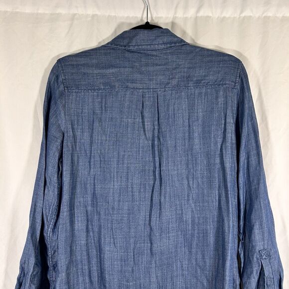 Banana Republic Knee Length Dress Women's 6 Blue Button Up Long Sleeve Collared - Picture 9 of 10